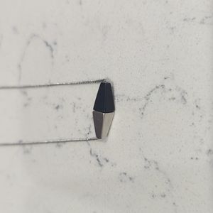 Silver and black geometric necklace